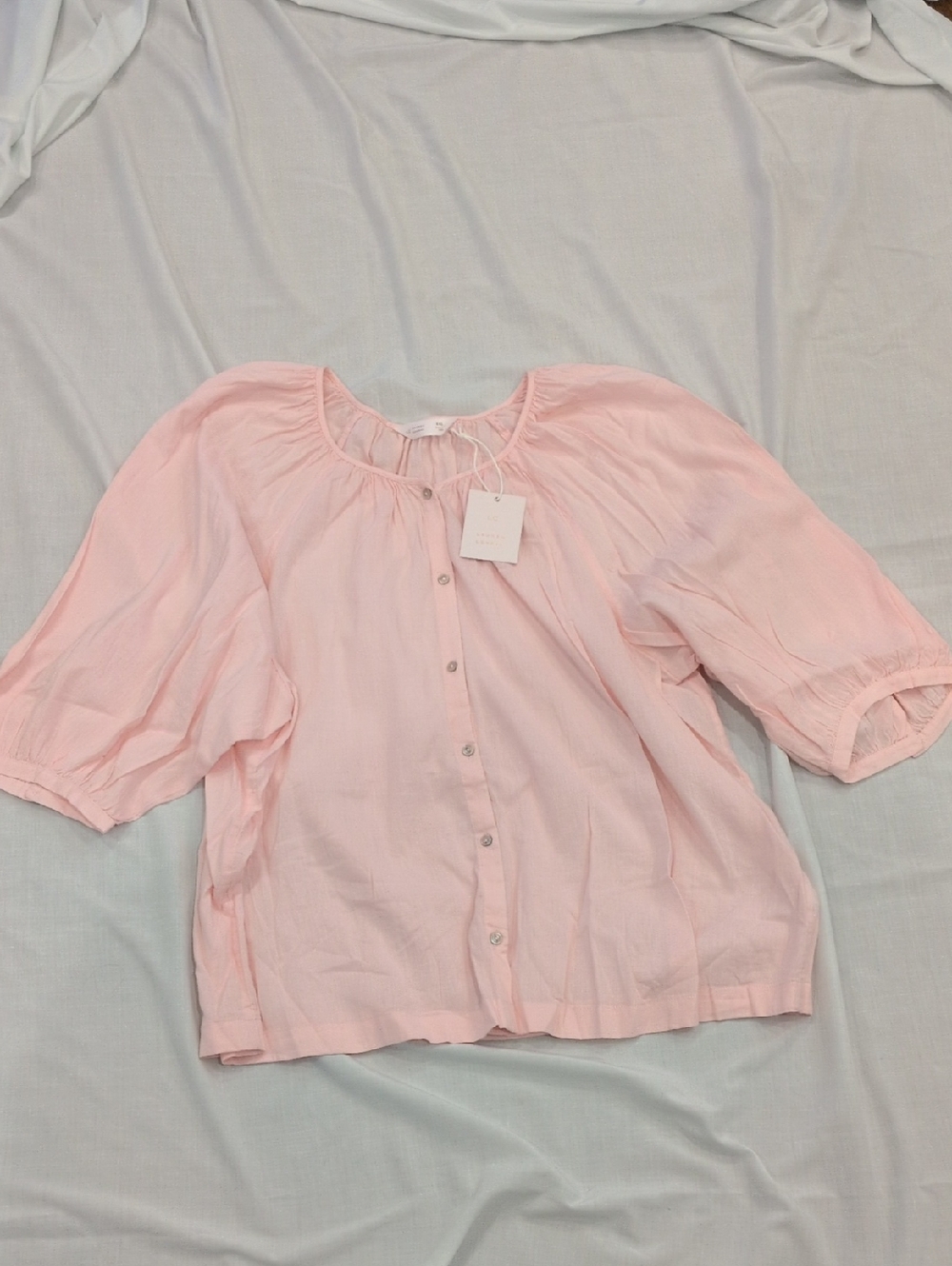 LC Lauren Conrad Soft Blush Button-Front Peasant Blouse